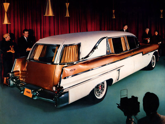 1957 Miller-Meteor Futura Landau Panoramic Funeral Coach on Cadillac commercial chassis